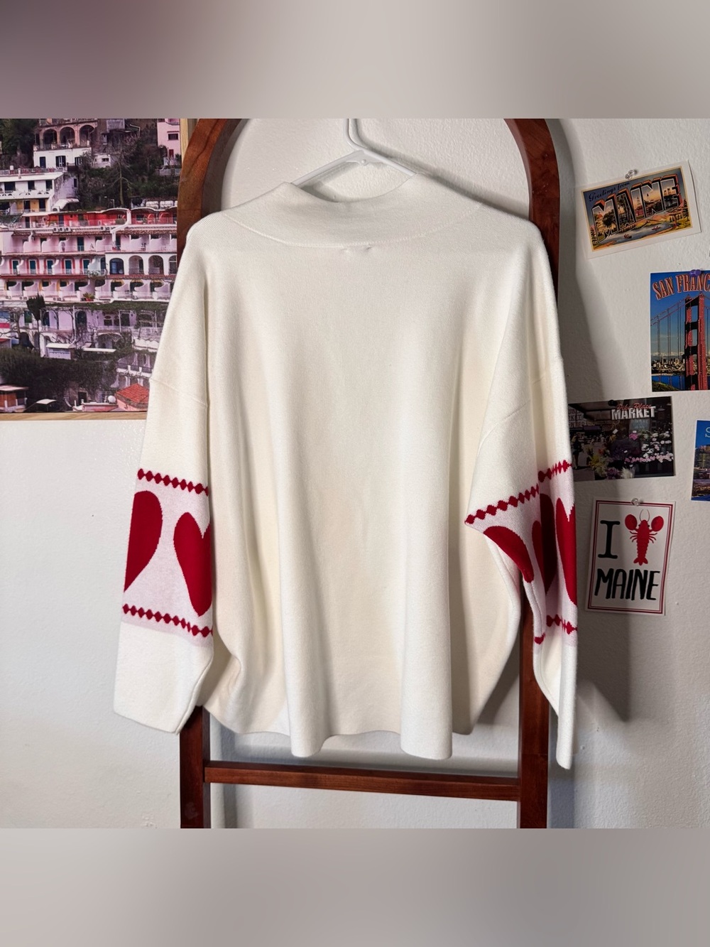 Anthropologie Maeve Carys Mock Neck Heart Knit Sweater - Picture 6 of 6